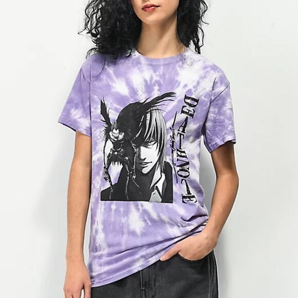 Urban Outfitters Death Note Light & Ryuk Purple Tie Dye T-Shirt Size Large - Picture 1 of 4